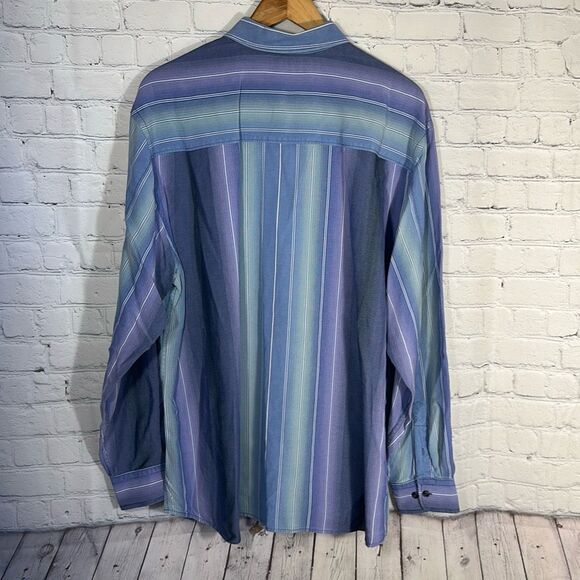 Tommy Bahama Shirt Mens XL Blue Purple Striped Long Sleeve 100% Tencel - Picture 3 of 8